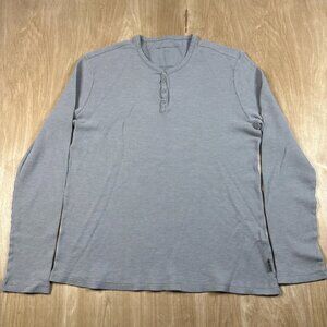 John Varvatos Long Sleeve Thermal Waffle Shirt Henley Size Large Light Gray